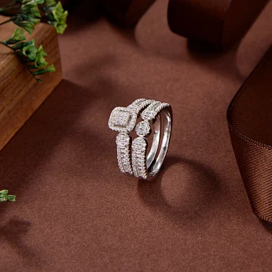 silver band ring with diamonds