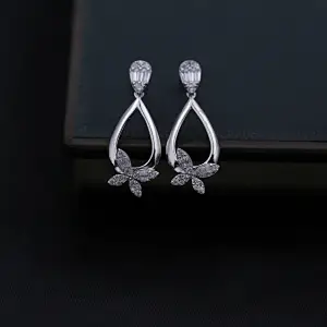 silver diamond dangle earrings