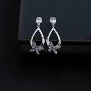 silver diamond dangle earrings