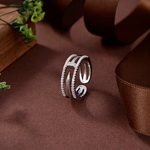 silver and rose gold ring