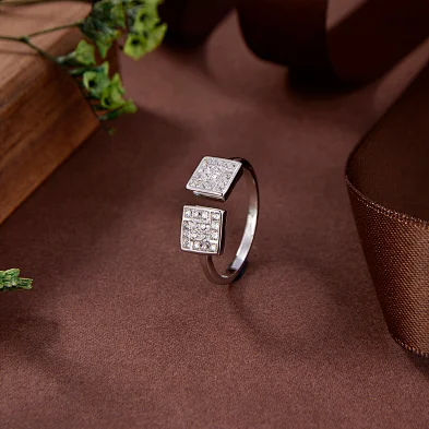 silver diamond heart ring