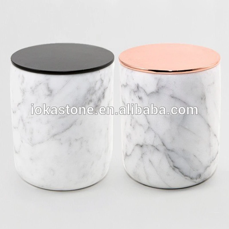white marble candle jar