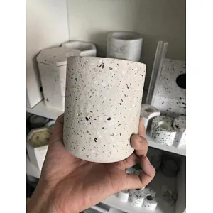 white terrazzo with colorful aggregates