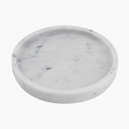 Carrara white marble round display tray