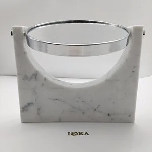 Home Decoration Small Makeup Mirror Made of Carrara White Marble