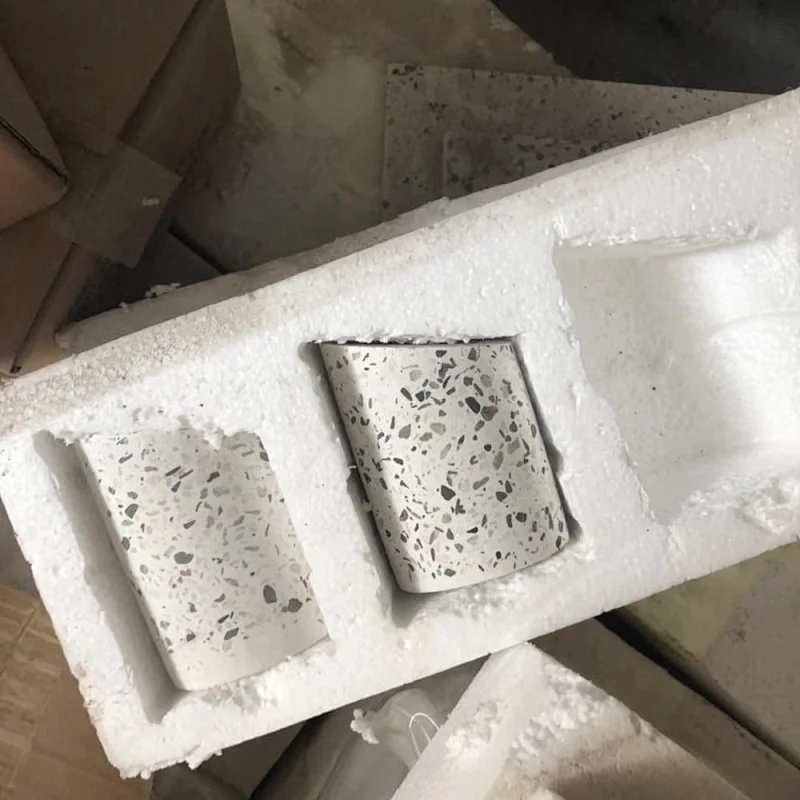 white terrazzo with colorful aggregates