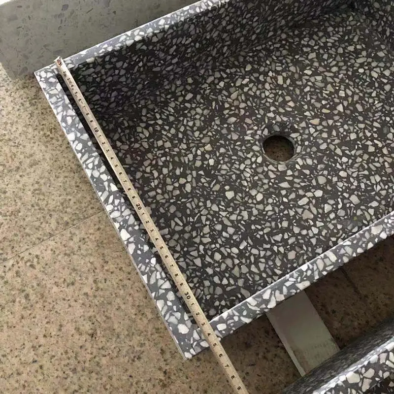 waterproof terrazzo sinks lavatory square grey