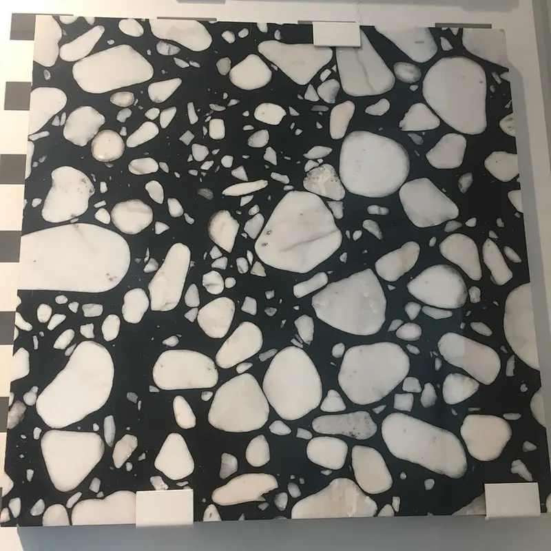 Black eco cement terrazzo tile with big aggreates for floor tile