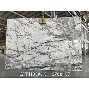 Natural Stone Supplier For Turkish milas   Lilac White Marble  Slabs With Black Grains