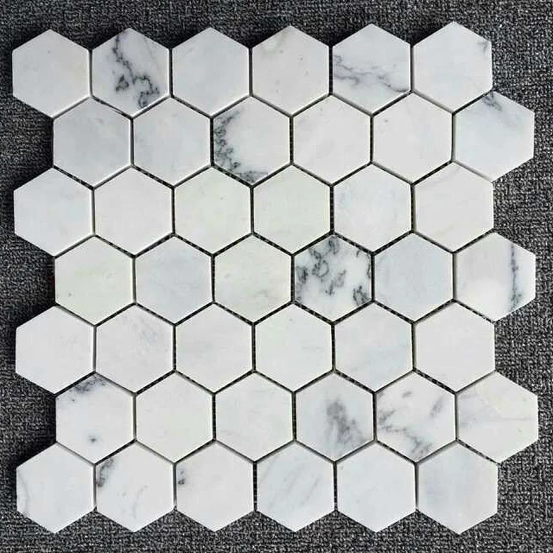 Hexagon Natural White Marble Mosaic Tile