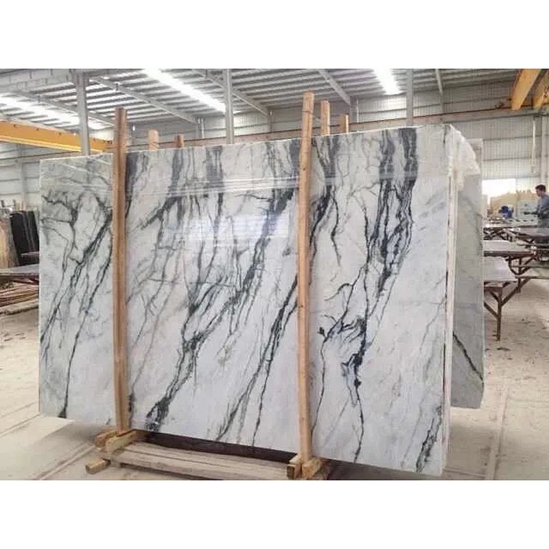 Light green marble slab with natural veins for floor and wall tile