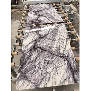 Wholesale   white marble salb with violet veins for floor tile and countertop cut to size