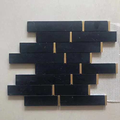 Better price natural black marble mosaic tiles strip  mosaic tile for wall decor