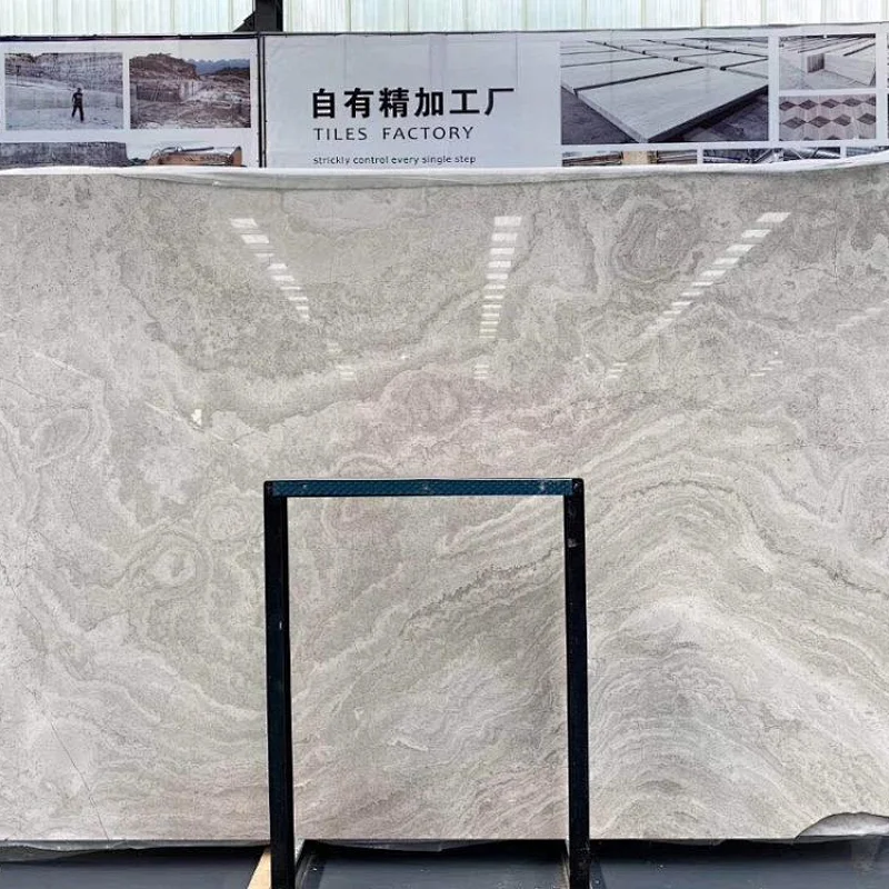 Cross Cut White Wooden Marble
