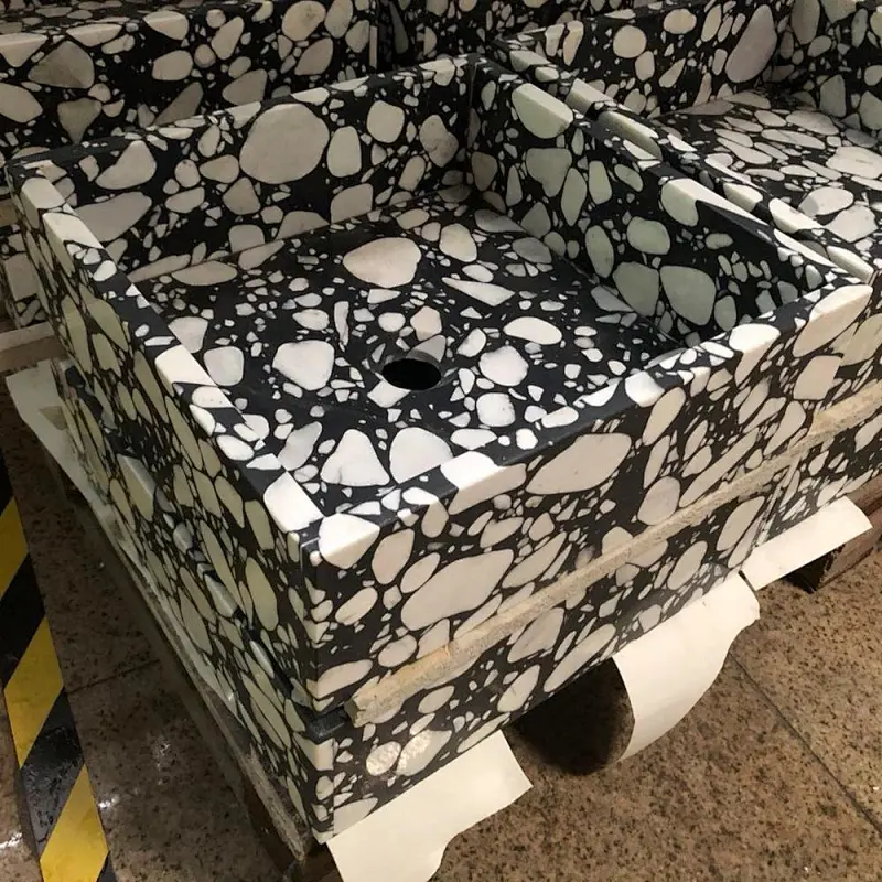 Black Terrazzo with Big White Aggregate