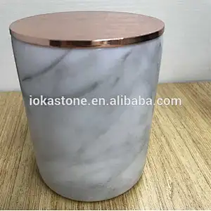 Natural stone candle jar White marble candle jar onxy  candle holder for home decoration