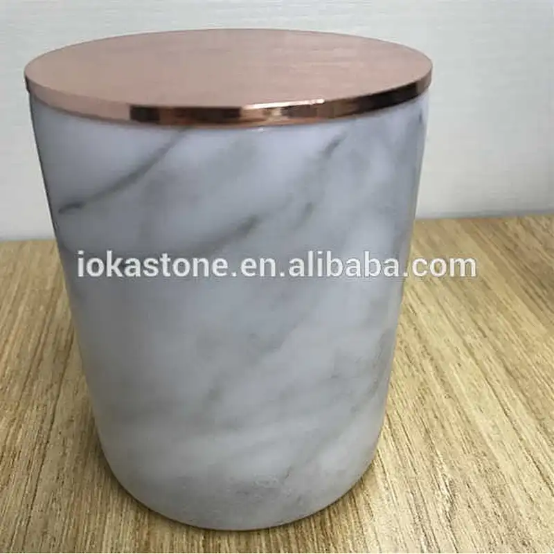 white marble candle jar
