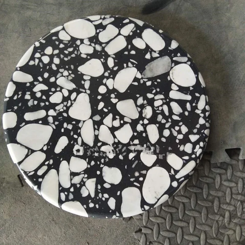 Cement Terrazzo Table Tops black with white