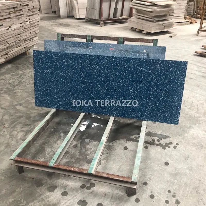 blue terrazzo stone floor tiles slab available