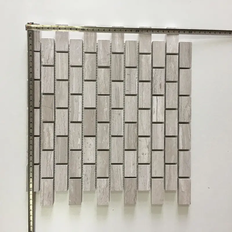 High Quality Strip white wooden marble mosaic tile
