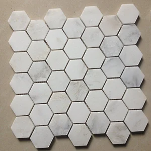 Hexagon Natural White Marble Mosaic Tile