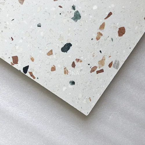 White Terrazzo with Brown Aggregate