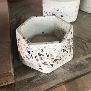 white terrazzo with colorful aggregates