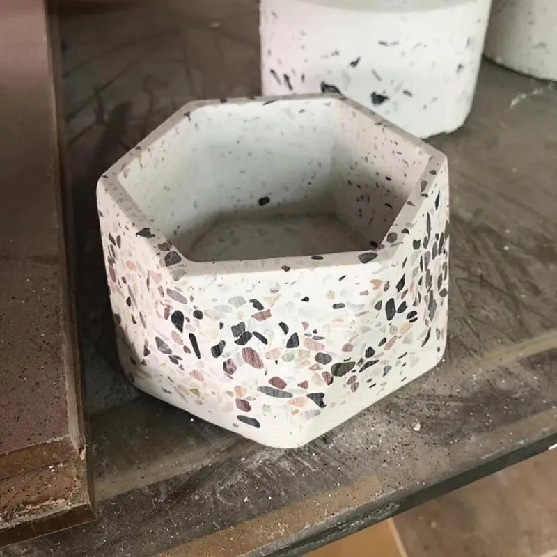 white terrazzo with colorful aggregates