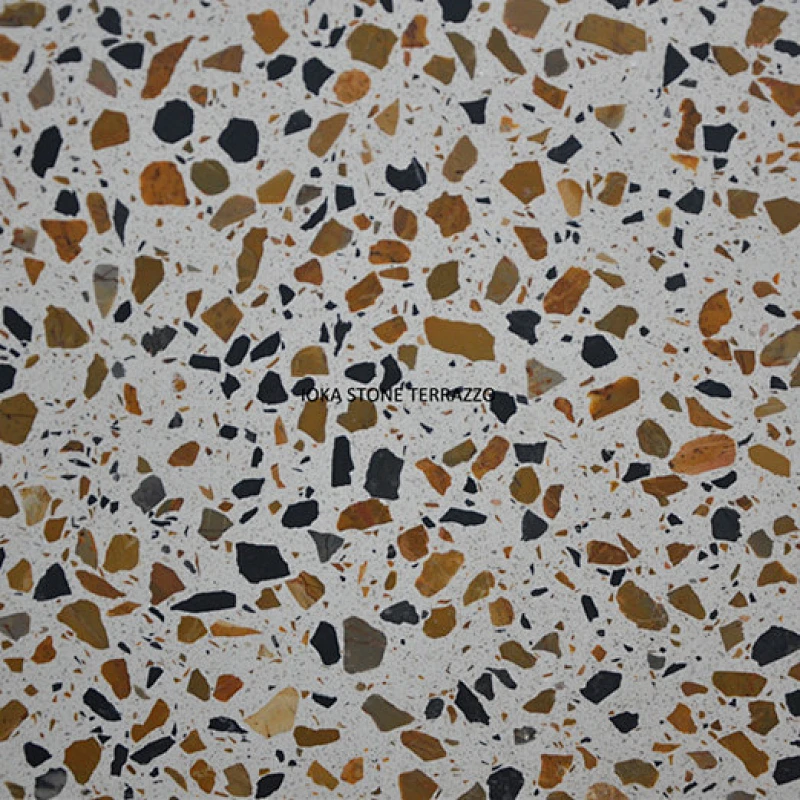 polished yellow concrete floor tiles