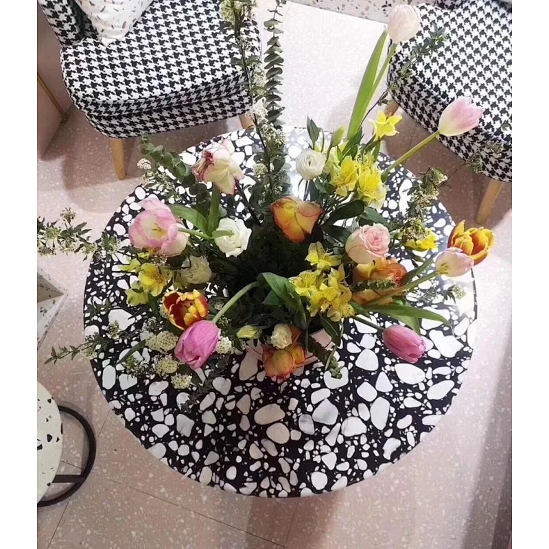 Cement Terrazzo Table Tops black with white