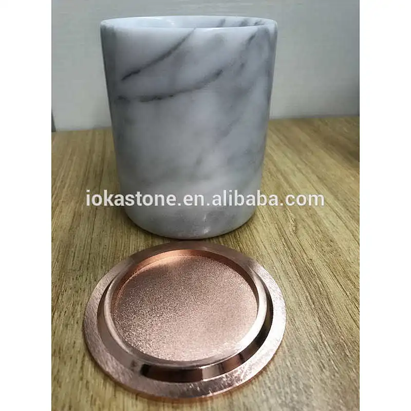 white marble candle jar