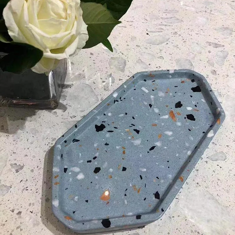 Cement Terrazzo Tray and Coaster for gift set