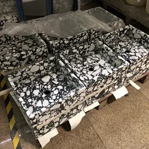 Black Cement Terrazzo with White Marble Big Aggregates
