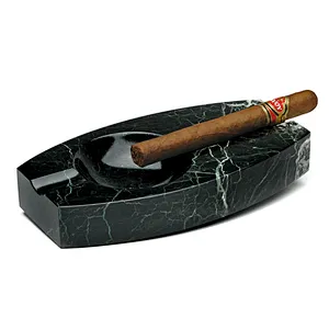 Square Solid Marble Four Cigar Ashtray, Black