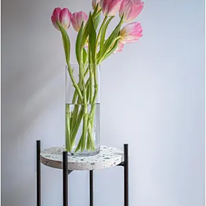 Terrazzo Double-layer iron flower stand Simple flower table