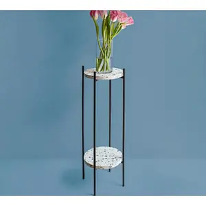 Terrazzo Double-layer iron flower stand Simple flower table