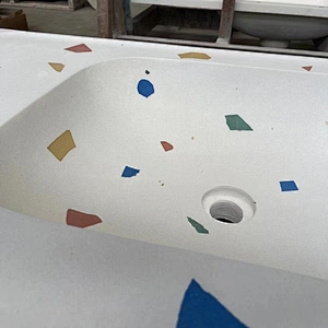 Nordic Modern Style Art Faux Multicolour Terrazzo Wash Basin Stone Sink For Lavatory