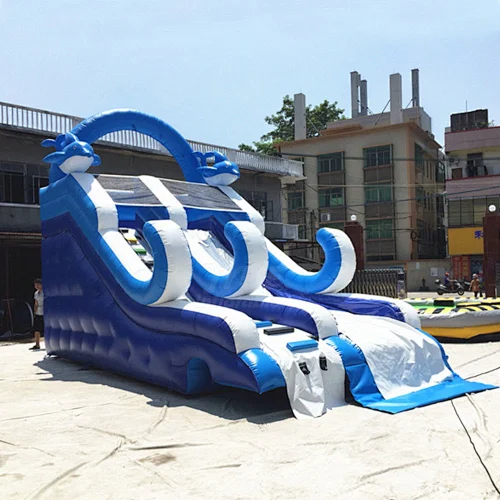 Amusement Equipment Small Dolphin Inflatable Water Slide For Above Ground Pool