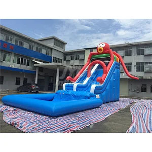 Cheap Octpus Inflatable Water Slides With Pool Commercial Water Slide For Sale