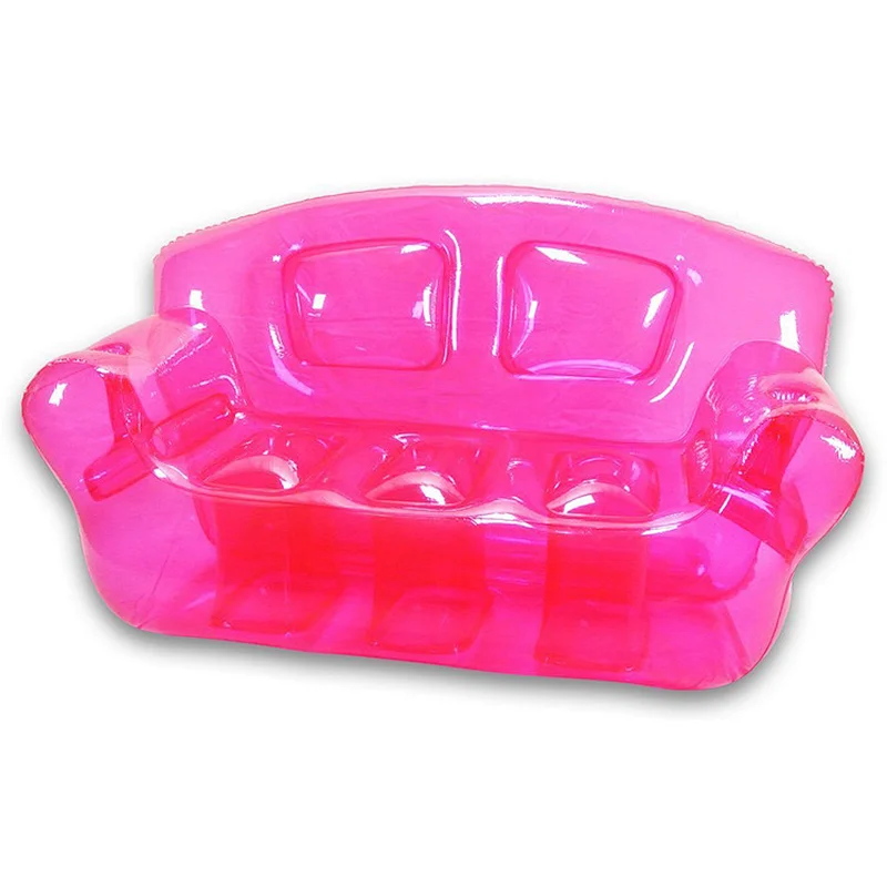Transparent Pink Color Inflatable Chair With Logo Blow Up Sofa For Outdoor