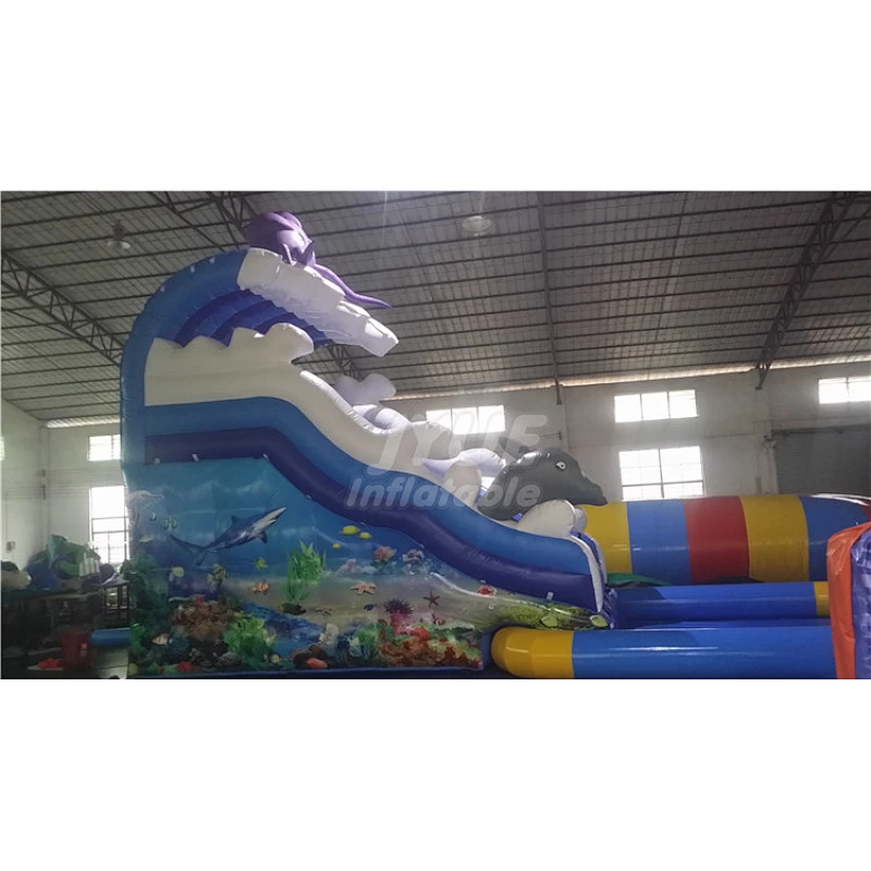 Blow Up Slide And Pool Commercial Inflatable Water Slide With Pool For Water Park