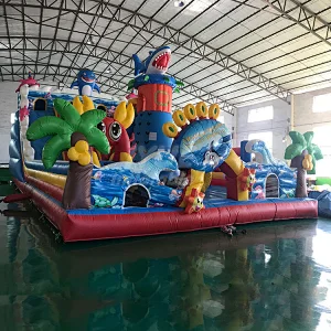 Amusement Park Shark Inflatable Slide Playground , Kids Inflatable Playground Indoor For Sale