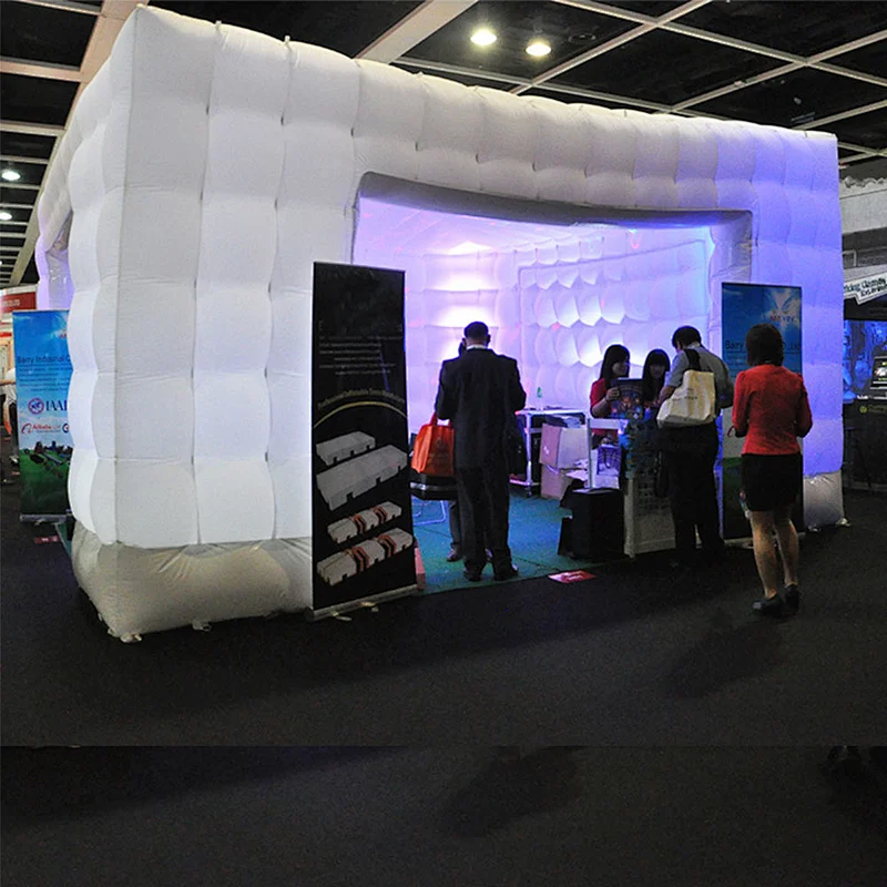 Outdoor Event LED Light Inflatable Cube Tent For Trade Show Tent