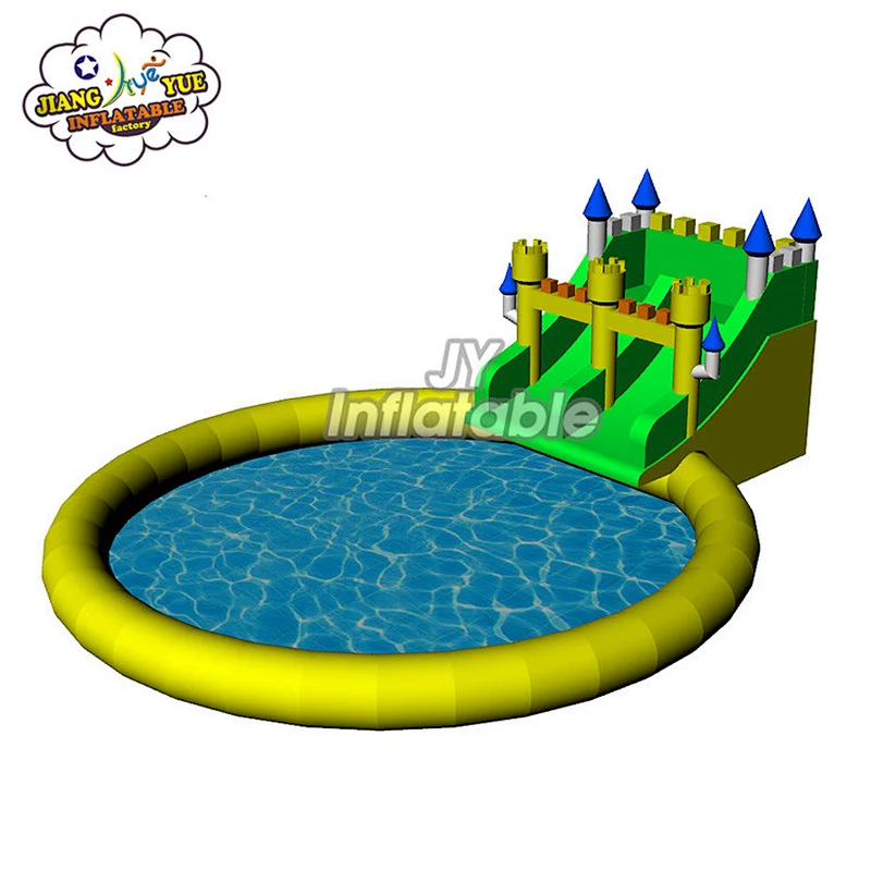 Commercial Grade Big Inflatable Commercial Water Park ,Castle Slide with Pool