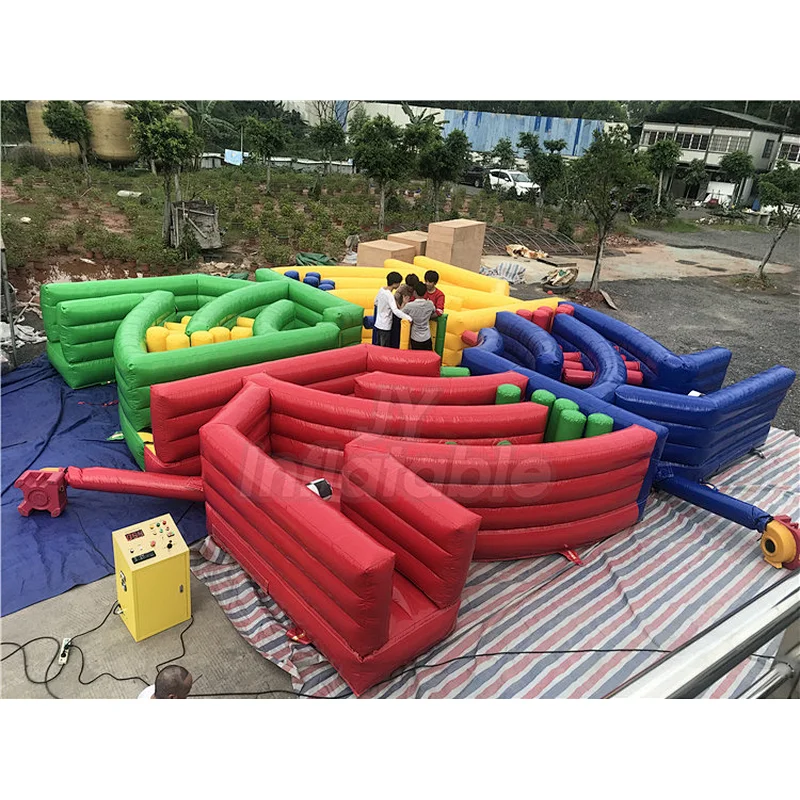 Crazy 4 Player Inflatable Dizzy X Obstacle Course Inflatable Dizzy Meltdown Wipeout Interactive Game