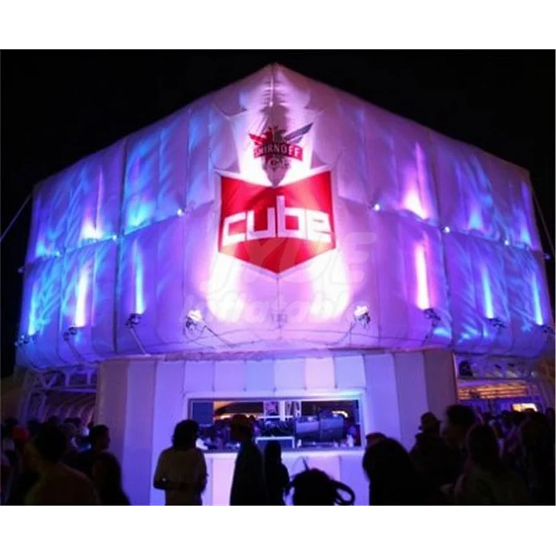 Outdoor Event LED Light Inflatable Cube Tent For Trade Show Tent