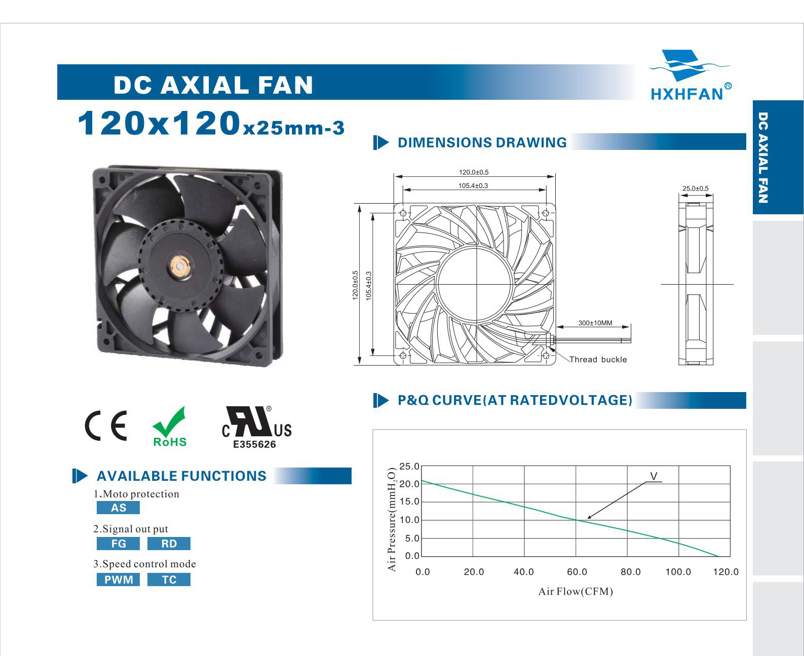 DC axial fan 120x120x25mm-3