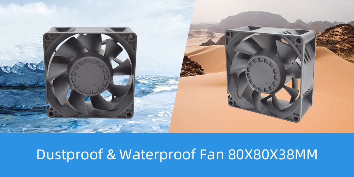 Dustproof waterproof fan 80x80x38mm