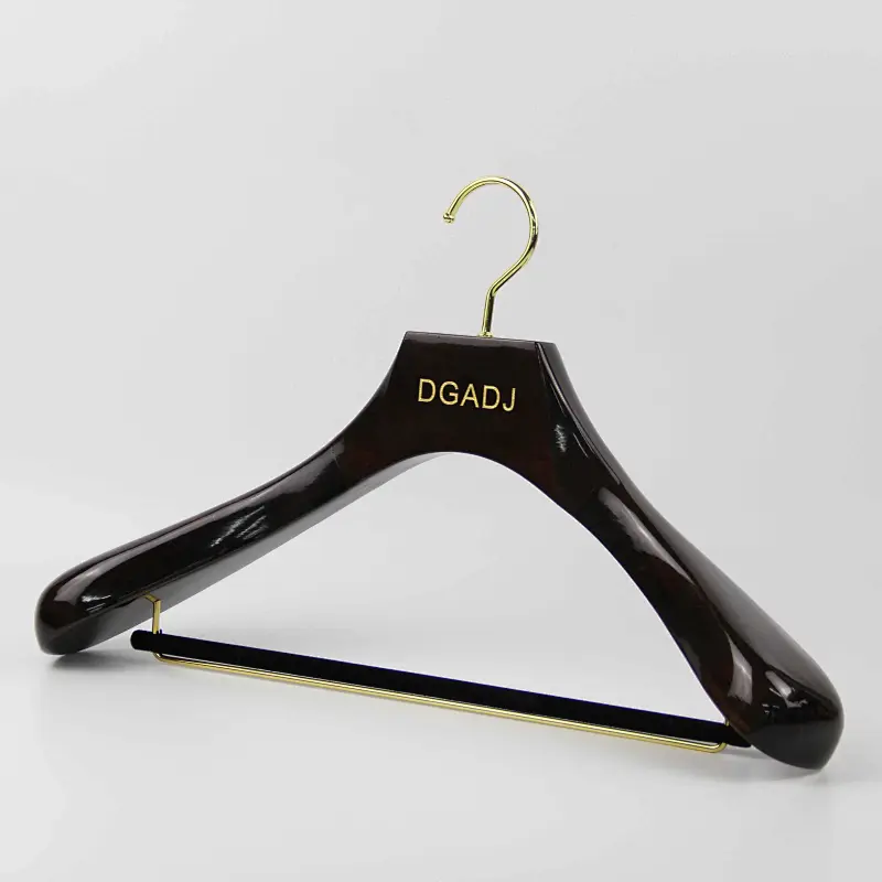 YT wood suits hanger with velvet pants bar deluxe wood clothes hanger with customized logo