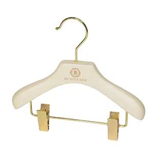 YT pearl white luxury wholesale wood baby kids clothes hanger for coat